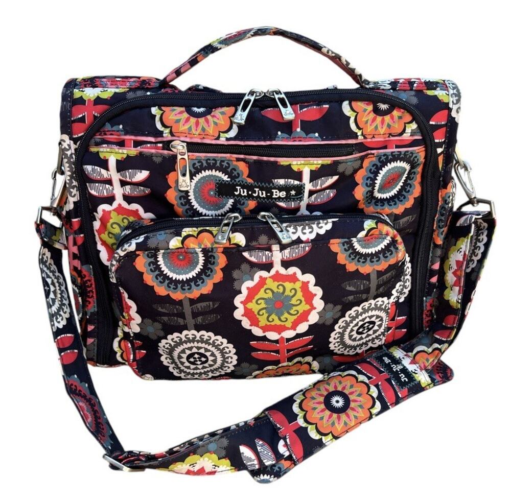 Ju-Ju-Be Dancing Dahlias Diaper Bag Large Structured Shoulder Tote No Straps